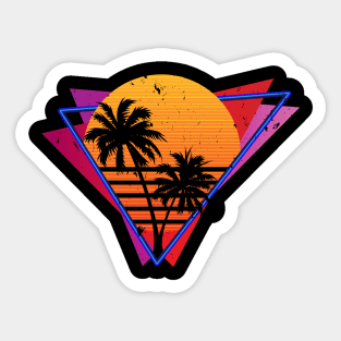 Distressed 80s Style Synthwave Inspired Design Sticker